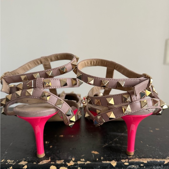 Valentino Women's Pink Studded Heels - Picture 5 of 7
